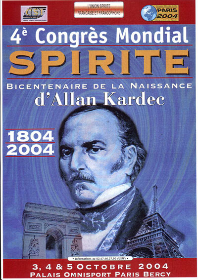 Affiche du congrès spirite international au palais omnisport de Paris Bercy pour le bicentenaire de la naissance d'Allan Kardec